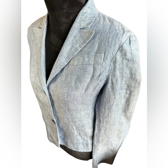 Strenesse Gabriele Strehle Heathered Blue Linen Blazer Women's size 6 - Picture 3 of 12